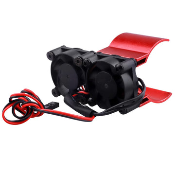 RC Motor Fan Radiator Aluminum Heat Sink Twin Cooling Fans Thermal Sensor for 1/10 RC Car 540/550 Traxxas Axial Redcat HSP HPI W