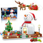 Hogokids Christmas Santa House Building Set With Led Light - 566 Pcs Wintertime Snowman Building Block Kit Xmas Tree Decors Birt