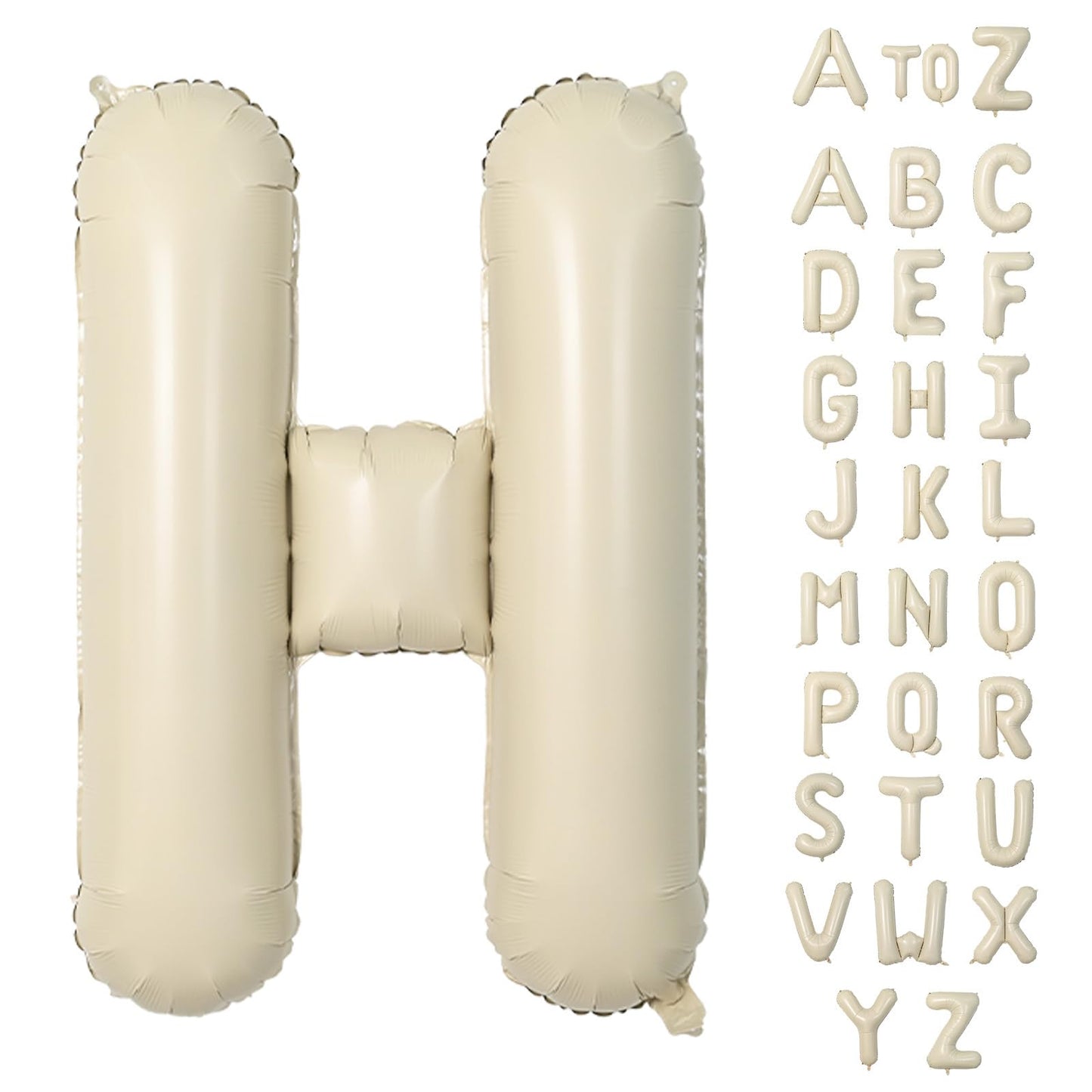 Biapian 40 Inch Letter H Balloons, Giant Cream H Foil Balloon, Big Single Alphabet A-Z Balloons, Beige Large Aluminum H Balloons