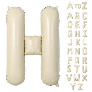Biapian 40 Inch Letter H Balloons, Giant Cream H Foil Balloon, Big Single Alphabet A-Z Balloons, Beige Large Aluminum H Balloons