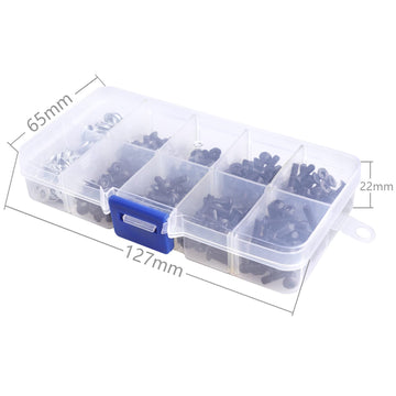 350pcs RC Car Screw Kit Screw Tray & 4-Way Cross Wrench Repair Tools Hardware for Traxxas Arrma Redcat Axial SCX10 Losi Tamiya H