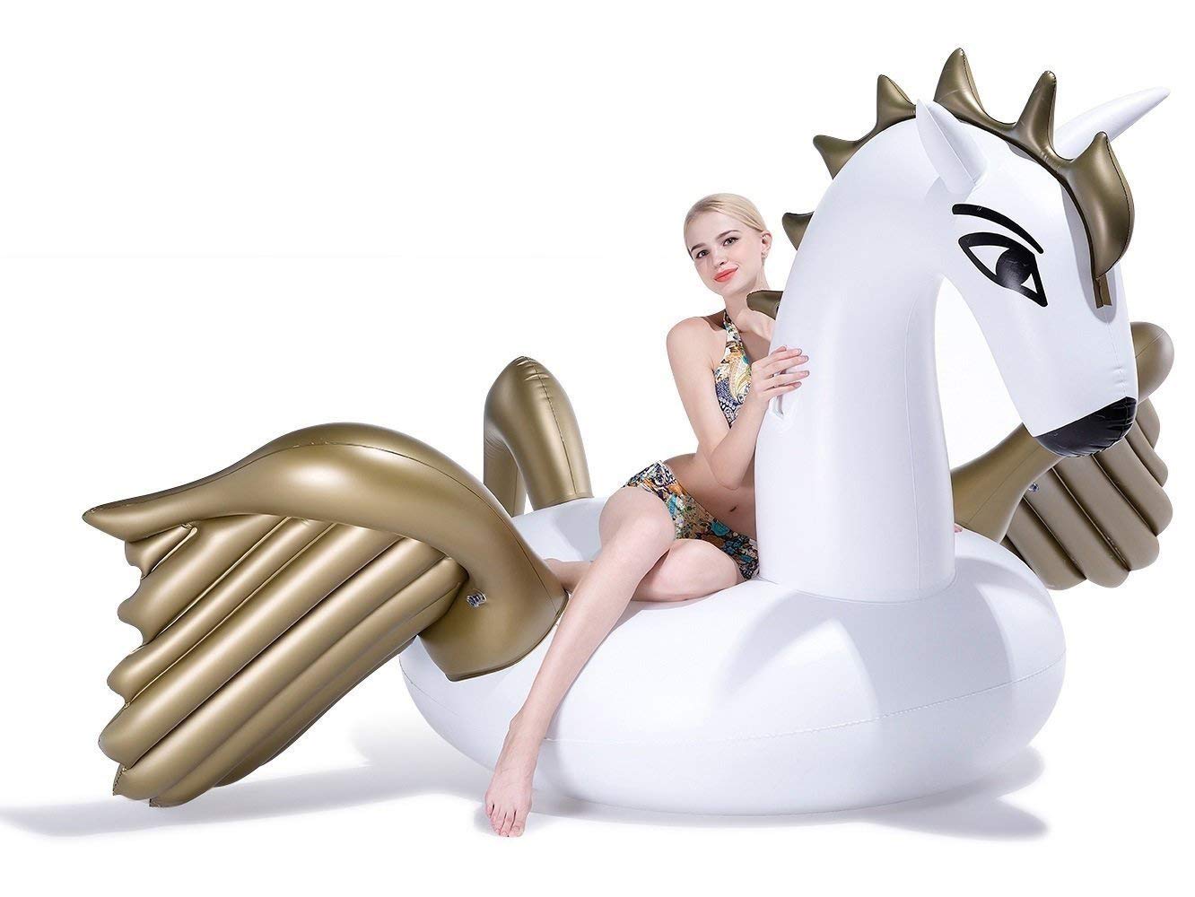 Jasonwell Giant Inflatable Pegasus Pool Float with Fast Valves Summer Beach Swimming Pool Party Lounge Raft Decorations Toys for mature-themeds & Kids 98.4 x 98.4 x 54.2-Inch
