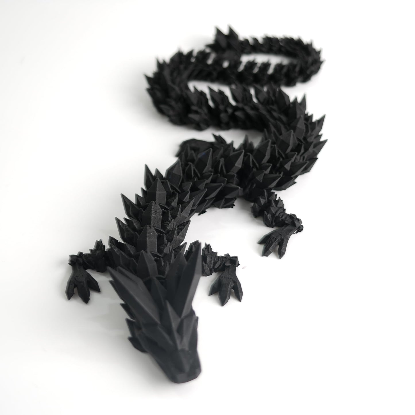 Flavery 3D Printed Dragon - 24 Inch Dragon Fidget Toy, Articulated Dragon 3D Printed Gift For Birthday, Figurine Decor - Black