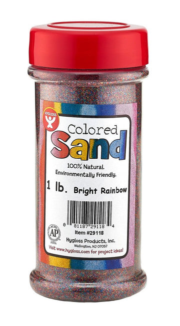 Hygloss Products Colored Play Sand - Assorted Colorful Craft Art Bucket O' Sand, Bright Rainbow, 1 Lb