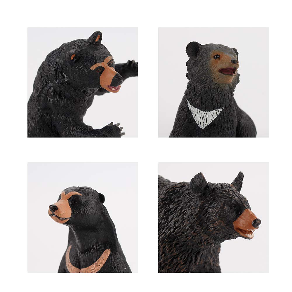 Realistic Wild Life Jungle Animal Figures Model Black Bear Family Playset Eduactional Toys Playset Figurine Statue Classroom Desktop Decoration For Kids Toddler Party Supplies(5 Pcs)