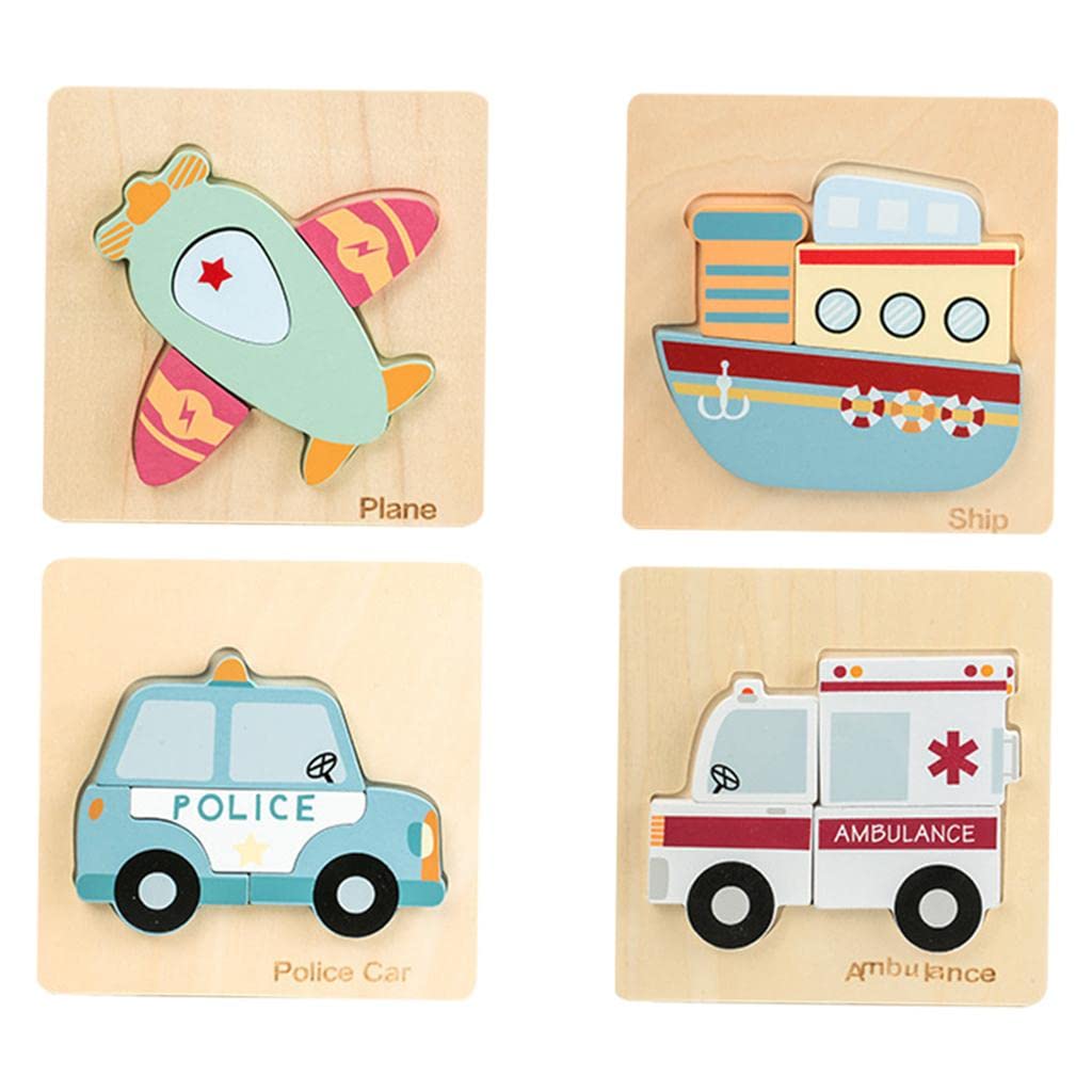 MERISHOPPWooden Jigsaw Puzzle Learning Brain Teasers Shape Matching Toys for Ages 24 Traffic Puzzle|Toys & Hobbies|Educational|