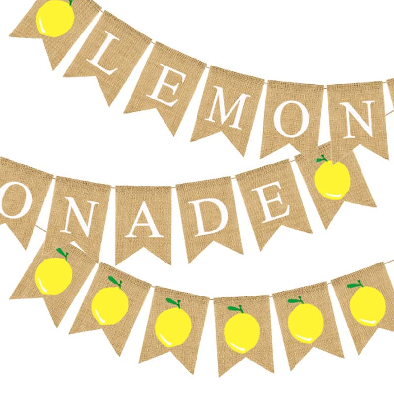 LaVenty Burlap Lemonade Banner for Lemonade Stand Decorations Lemonade Sign Lemon Party Decor, Lemon Garland Summer Lemon Themed