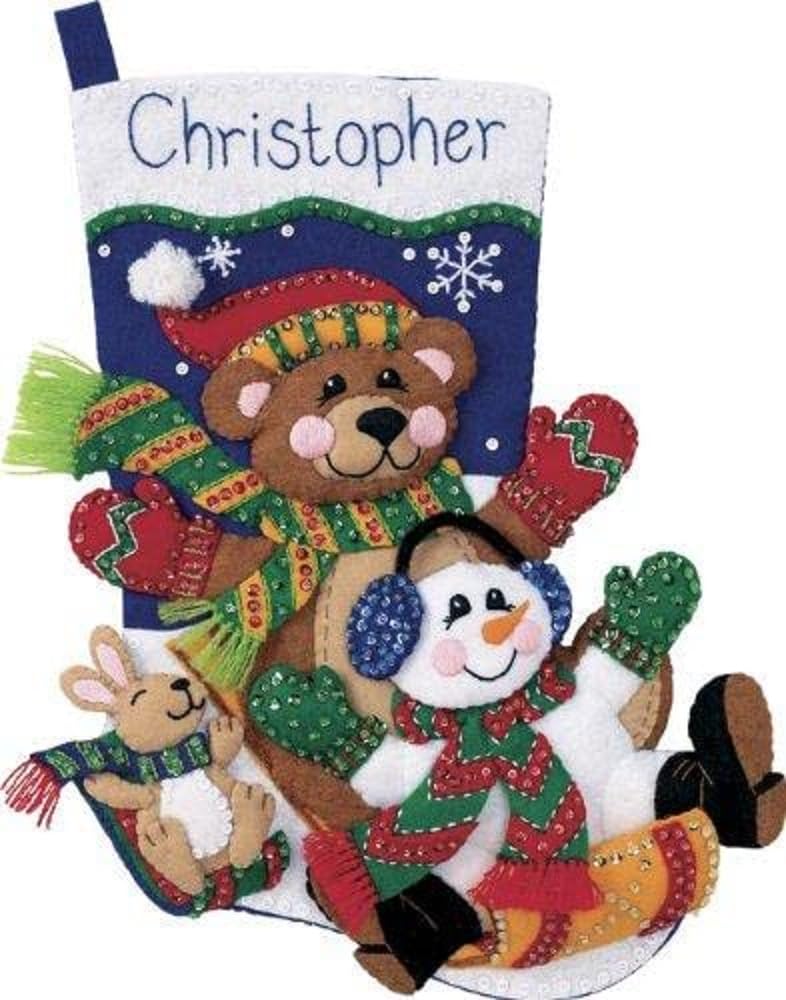 Dimensions Toboggan Wool Felt Christmas Stocking Kit, 18'' Long