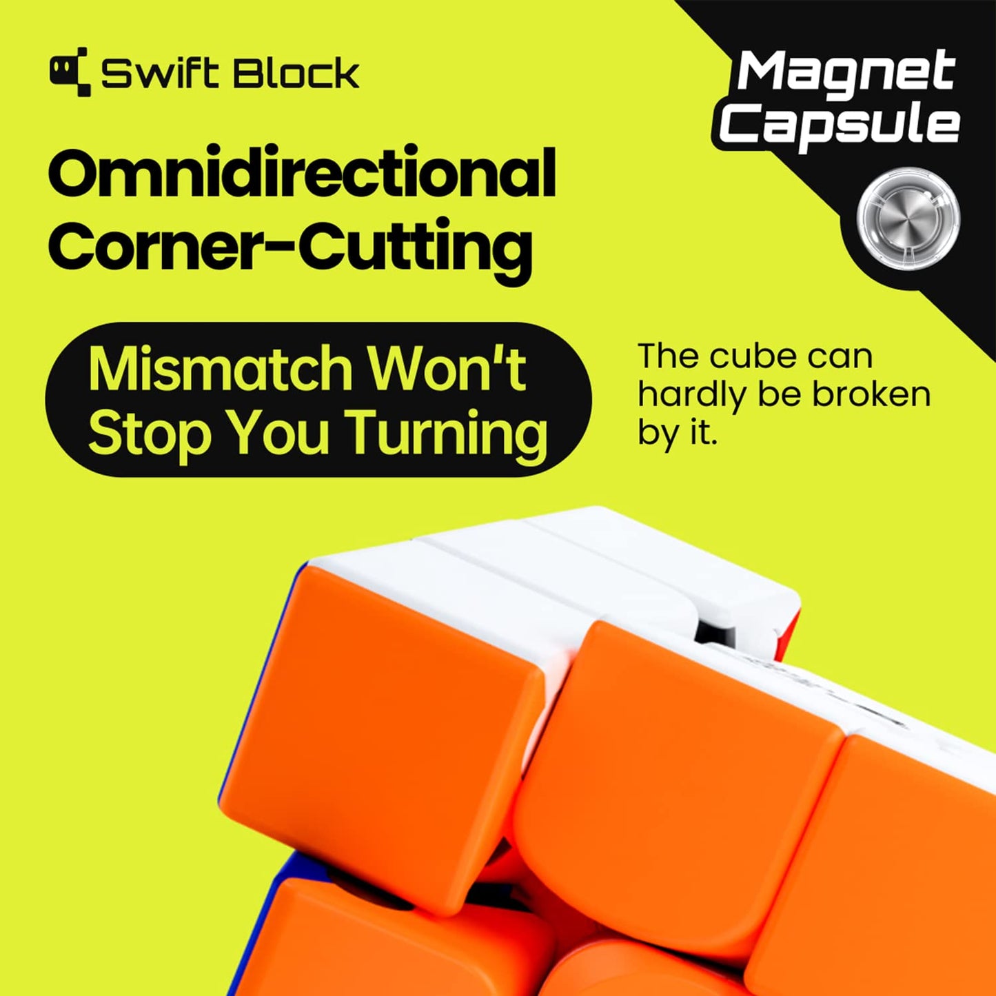 Swift Block 355S Magnetic 3x3 Speed Cube  48 Magnets Classic Magic Cube Original Stickerless Fast Smooth Great Corner-Cutting Solving Puzzle Game Brain Toy for Kids and mature-themed