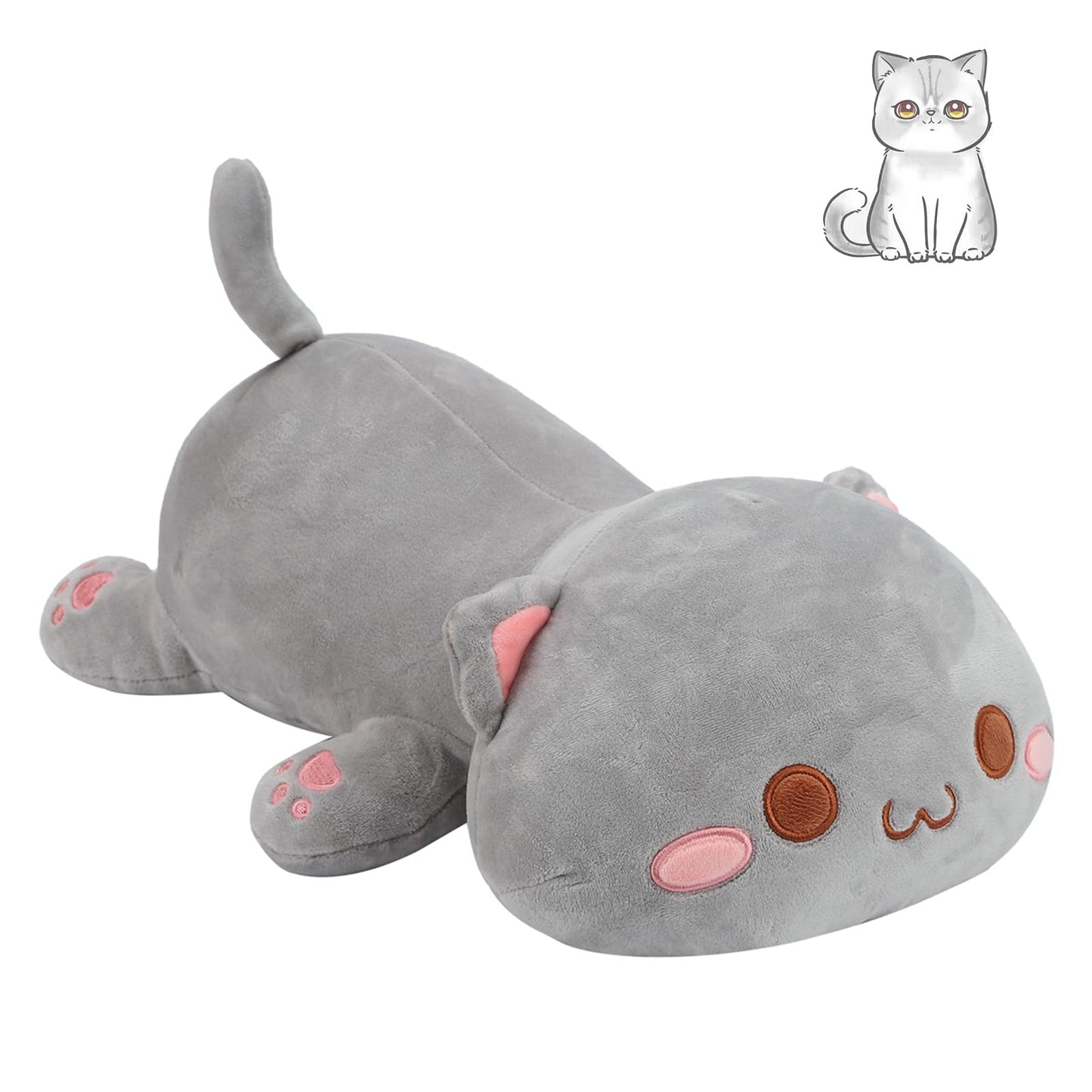 AFAN Super Soft 13.7 Cute Cat Kitten Doll Plush Toy Kawaii Anime Plush Cute Stuffed Animal Cat Toys for Kids Girls Boys Cat (Whi