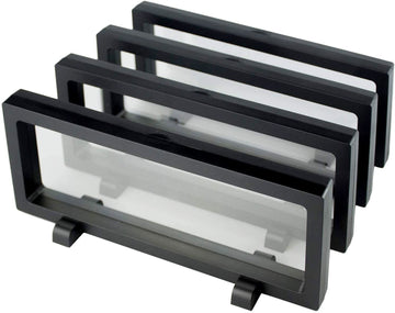 Rechiato 4-Piece 3D Floating Display Cases, 9.1''3.5''0.8'', Military Challenge Coin & Medallion Holder