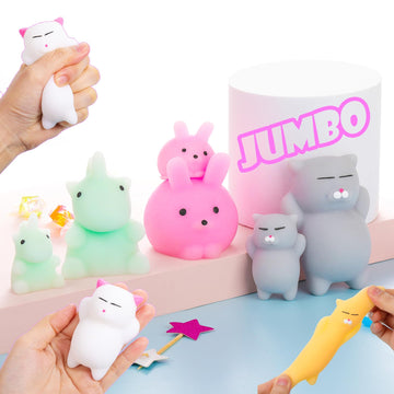 Squishies Mochi Squishy Toy, 6Pcs Jumbo & Mini,Party Favors For Kids Stress Reliever Anxiety Toys,Mini Kawaii Fidget Toys,Pinata Stuffers Filler,Easter Basket Stuffers,Valentines, Sock Stuffers