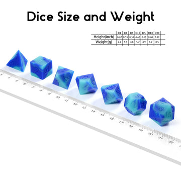 Silicone Glow in The Dark DND Dice, DNDND 7PCS Silicone Rubber D&D Dice Set with Clear Plastic Display Case for DND Role Playing