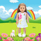 Ecore Fun 18 Inch Girl Doll Carrier Bag With Doll Clothes And Accessories,Including Dress, White Cloth Doll Shoes ,Doll Backpack, Sunglasses, Toy Lamb