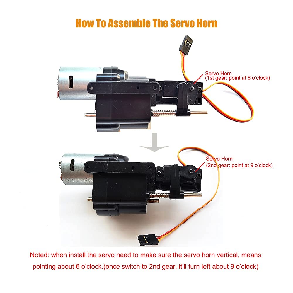 MaxMetal WPL RC Car Split Transfer Speed Gearbox 2 Speed Transmission with 370 Motor+Servo with Metal Drive Shaft for WPL B14 B2
