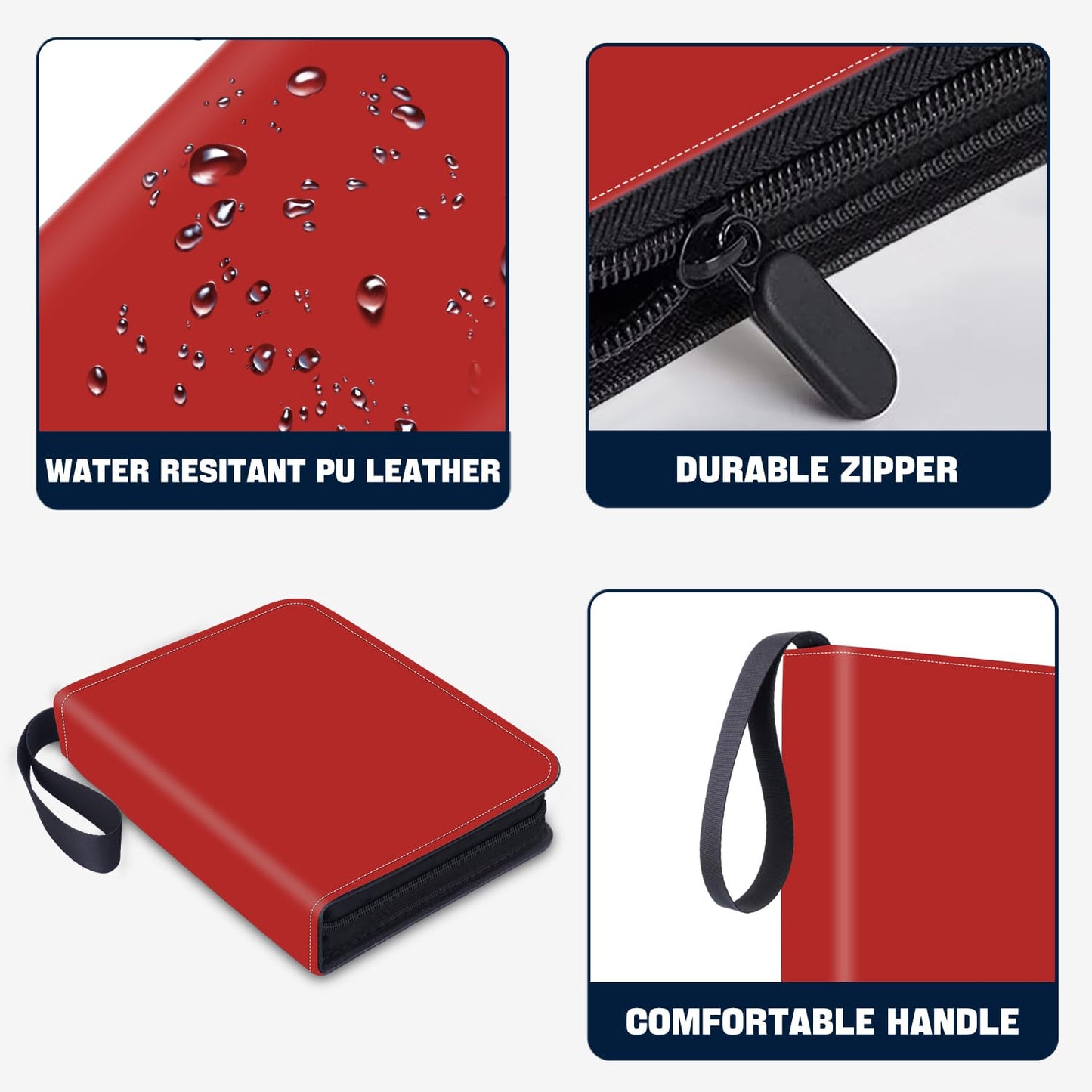 HESPLUS 900 Pockets Trading Card Album Folder  Baseball Card Binder with Sleeves  Collectible Trading Album for Baseball Cards  Trading Cards  Football Cards  MTG  Game Cards  Sports Cards -Red