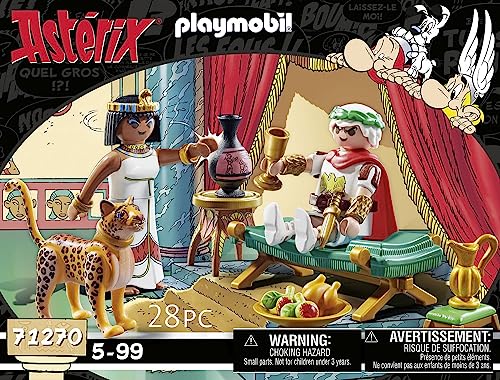 Playmobil 71270 Asterix: Caesar and Cleopatra - with Two Characters, A Leopard, A Long Chair for The Queen and Accessories - The