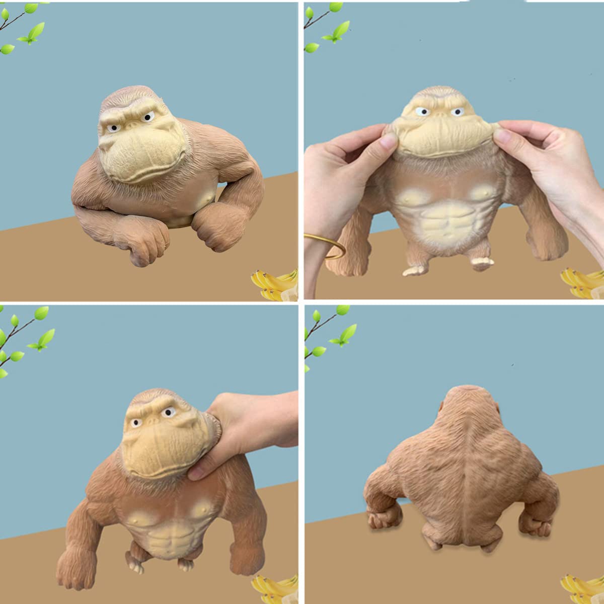 Stretchy Glue-Sand Filled Rubber Gorilla , Latex Gorilla Soft Decompression Doll Toy, Animal High-Elastic Stretchable ,Squishy M