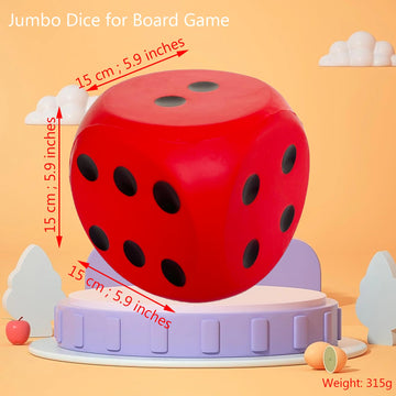 Giant 5.9 Inches Kawaii Foam Dice: A Fun-Filled, Educational Toy for Game Nights and Learning Sessions (Lucky Red)