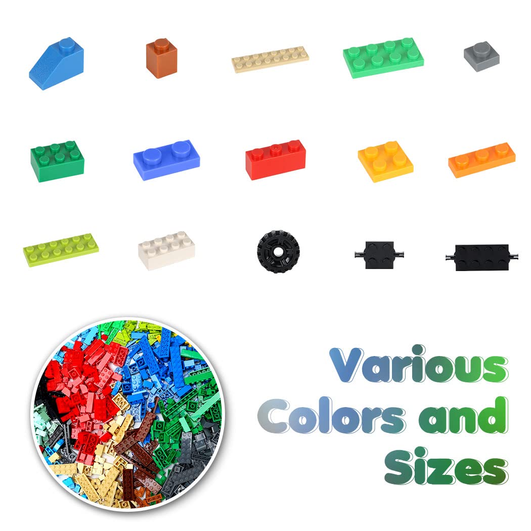 Unirolic Classic Building Bricks Set, 1546 Pieces Basic Building Blocks With Wheels, Stem Creative Compatible With All Major Brands, Ideal Educational Toy For Kids Teens