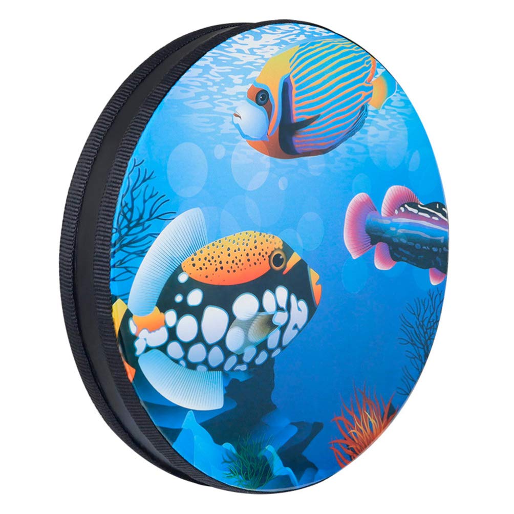 Excluzo Handheld Wooden Tambourine Double Row Drum For Kids Adults Percussion Musical Educational Toy 10 Inch Underwater Sea Ani