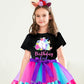 Doctor Unicorn Birthday Girls Unicorn Costume Outfit Rainbow Tutu, Unicorn T-shirt, Satin Sash, Hair Bow & Headband Purple Rainb