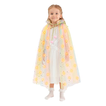Hsctek Light Up Princess Cape, Yellow Princess Dress Up Tulle Cape, Coloful Princess Outfit Costume Accessories Kids Toddlers Girls