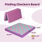 YOBRO Colorful Checkers Board Game  Portable Travel Checkers Set with Folding Board  Classic Board Game  Perfect for Family Fun and 2-Player Game