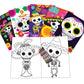 Tiny Mills Day of the Day Coloring Books for Kids with 12 Coloring Books and 48 Crayons, Halloween Party Favors, Dia de Los Muer