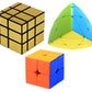 Jo Baby Cube Combo Set of 2X2, Gold Mirror, Mastermorphix High Speed Stickerless Magic Cube Puzzle (CUBE-2GPY)