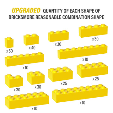 300 Piece Yellow Bricks Bulk Assortment Pack, Yellow Brick Accessories For Building With 12 Size, Compatible With Lego Parts And