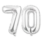 Flyloons 70 number Silver Foil Balloon 16 inch Size Birthday Decoration Items Pack of 2 | 70th Year Balloons | Seventy