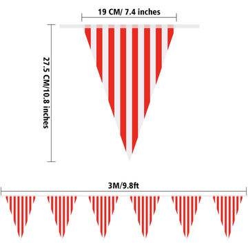 5 Packs Carnival Circus Party Decorations Supplies, Circus Carnival Bunting Banner, Red and White Pennant Banner Triangle Buntin