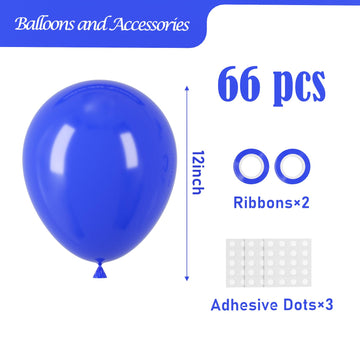 Voircoloria Royal Blue Balloons, 66Pack 12Inch Blue Latex Party Balloons For Graduation, Wedding, Birthday, Baby Shower, Gender