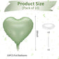Sage Green Heart Balloon, 10Pcs Green Foil Heart Balloons, 18Inch Olive Green Heart Shape Balloons For Helium Birthday Party Dec