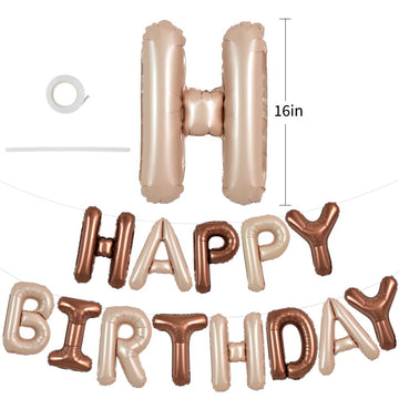 Toniful Light Brown Chocolate Happy Birthday Balloons Banner 16 Inch Mylar Foil Letters Birthday Sign Reusable For Girls Boys Ki