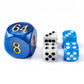 5pcs Set 30MM Backgammon Pearl Dice Set - 30MM (1 3/16'') Large Backgammon Doubling Cube Plus 4pcs 16MM Dice (Blue/White Marblei