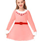 Christmas Pink Dress For Girl Long Sleeve Funny Printed Xmas Tshirt Dress Jovi Elf Swing Dresses 5-6 Years