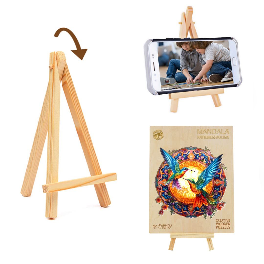 Woodemon Wooden Jigsaw Puzzles, Mandala Hummingbirds (200Pcs-M-11.8 * 11.8In) Wooden Puzzles For Adults Kids, Unique Shape Animal Wood Puzzles Adults Christmas Puzzles Xmas Birthday Gifts