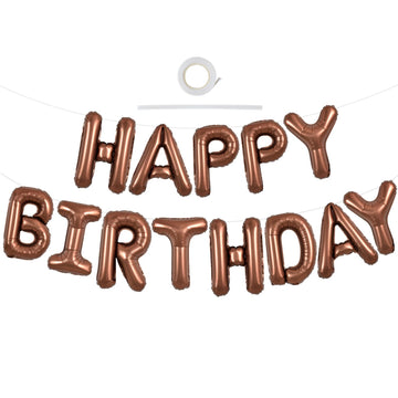 Toniful Chocolate Happy Birthday Balloons Banner 16 Inch Mylar Foil Letters Birthday Sign Bunting Reusable For Girls Boys Kids &