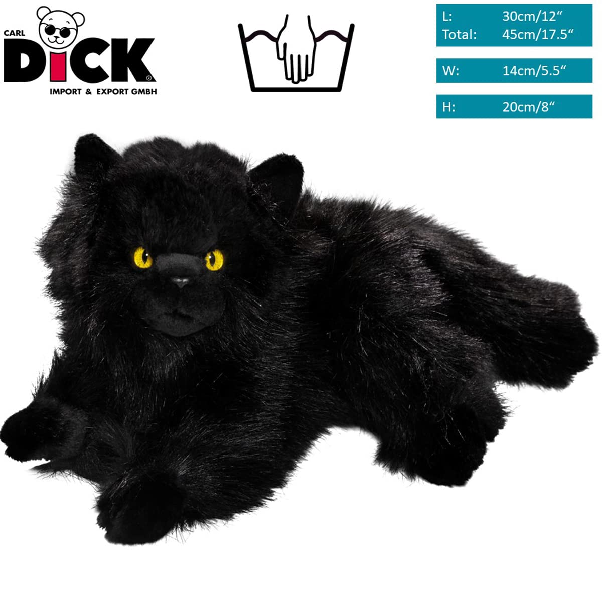 Cat, Persian Black, 12 Inches, 30Cm, Plush Toy, Soft Toy, Stuffed Animal 3474