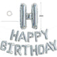 Toniful Laser Silver Happy Birthday Balloon Banner 16 Inch Mylar Foil Letters Birthday Sign Bunting Reusable For Girls Boys Kids