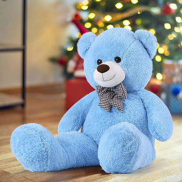 Morismos Giant Teddy Bear, Big Teddy Bear Stuffed Animals Plush, Large Bear For Girlfriend Christmas Valentine'S Day, Blue