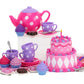 Sophia'S Complete Cake & Tea Party Accessories Set With Teapot, Teacups, Utensils, Pretend Dessert And Drinks For 18' Dolls, Pink/Purple