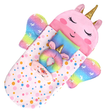 Sotogo 4 Pieces 14 To 14.5 Inch Girl Doll Clothes Doll Sleeping Bag For American Wellie Doll Wishers Doll Include Unicorn Sleepi