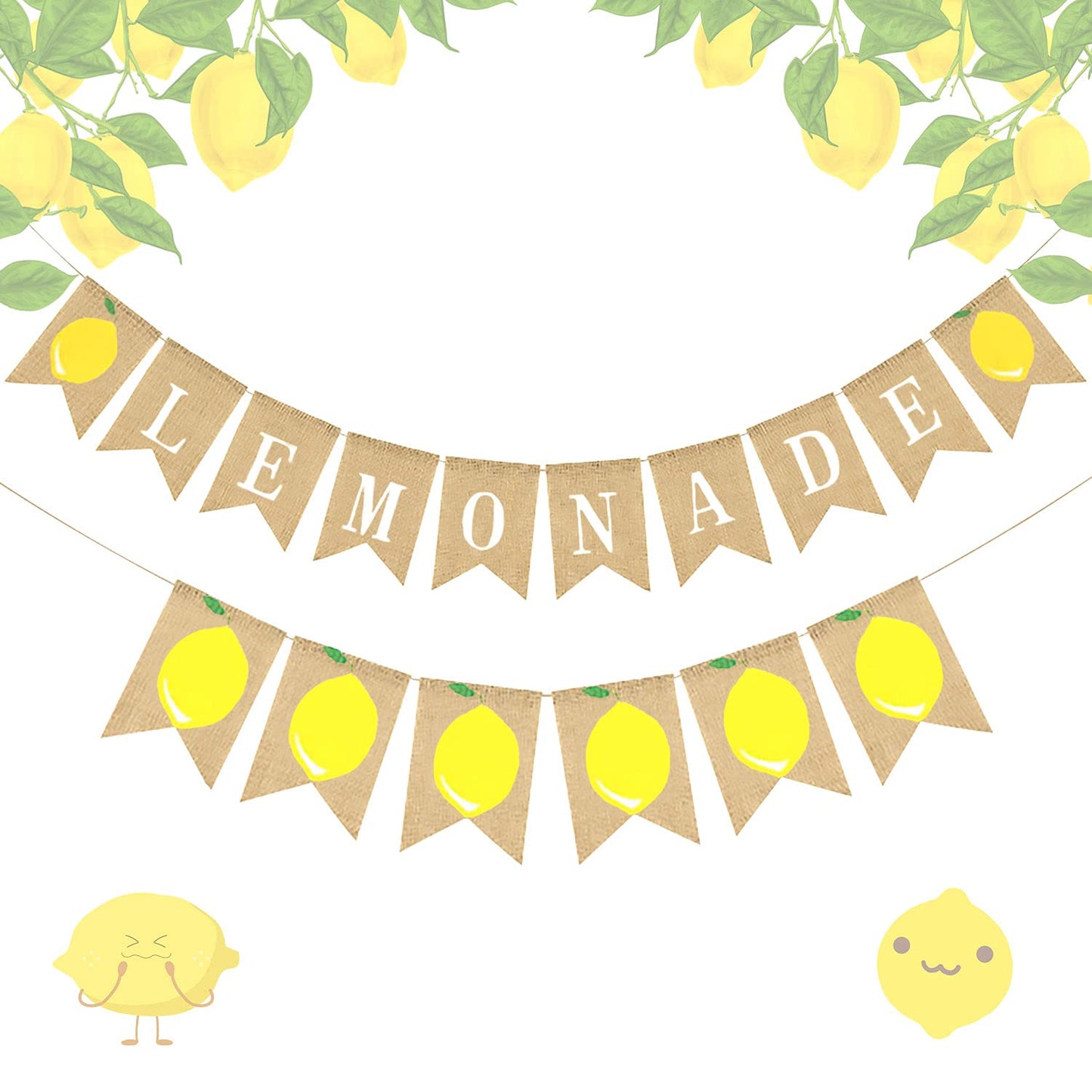 LaVenty Burlap Lemonade Banner for Lemonade Stand Decorations Lemonade Sign Lemon Party Decor, Lemon Garland Summer Lemon Themed