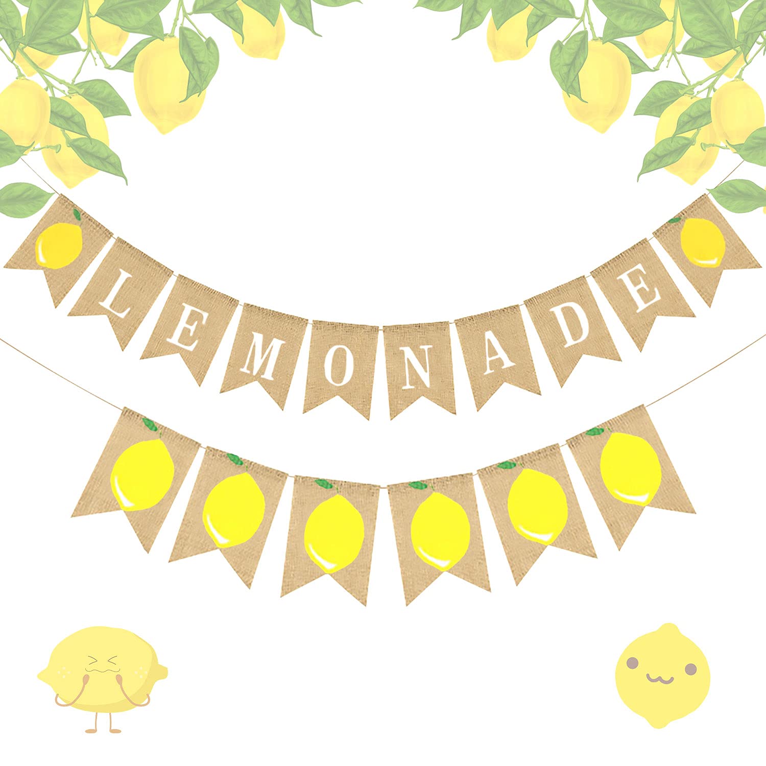 LaVenty Burlap Lemonade Banner for Lemonade Stand Decorations Lemonade Sign Lemon Party Decor, Lemon Garland Summer Lemon Themed