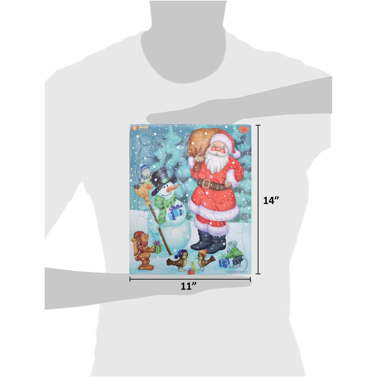 Just Smarty Santa Christmas Jigsaw Puzzle 41 Pieces For Kids Ages 4, 5, 6, 7, 8 With Fun Shapes And Tray. Fun Learning Educational Toy For Boys Girls In Pre-K, Kindergarten, First And Second Grade