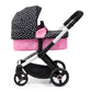 Bayer: Pram Xeo, Hearts Black & Pink - Matching Handbag, Adjustable Handle, For Dolls Up To 20, Ages 3+ | Baby Dolls | Dress Up