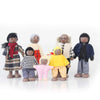 Wooden Black Dollhouse People, 7 Family Figures Miniature Doll House, Wooden Doll House Family Dress-Up Characters Grandpa, Gran